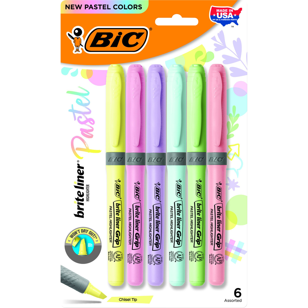 Product image 1 of 1 for BIC Brite Liner Pen Style Highlighter, Pastel, 6pk