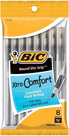 image of: BIC Xtra Comfort Black Pens- 8 pack