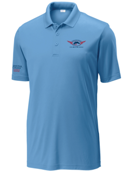 Lone Star College Men's Aviation Polo, Columbia Blue (ONLY AVAILABLE FOR PICKUP AT MONTGOMERY); $34.95