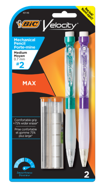 BIC Velocity MAX .7mm Mechanical Pencil, 2 Pack; $6.19