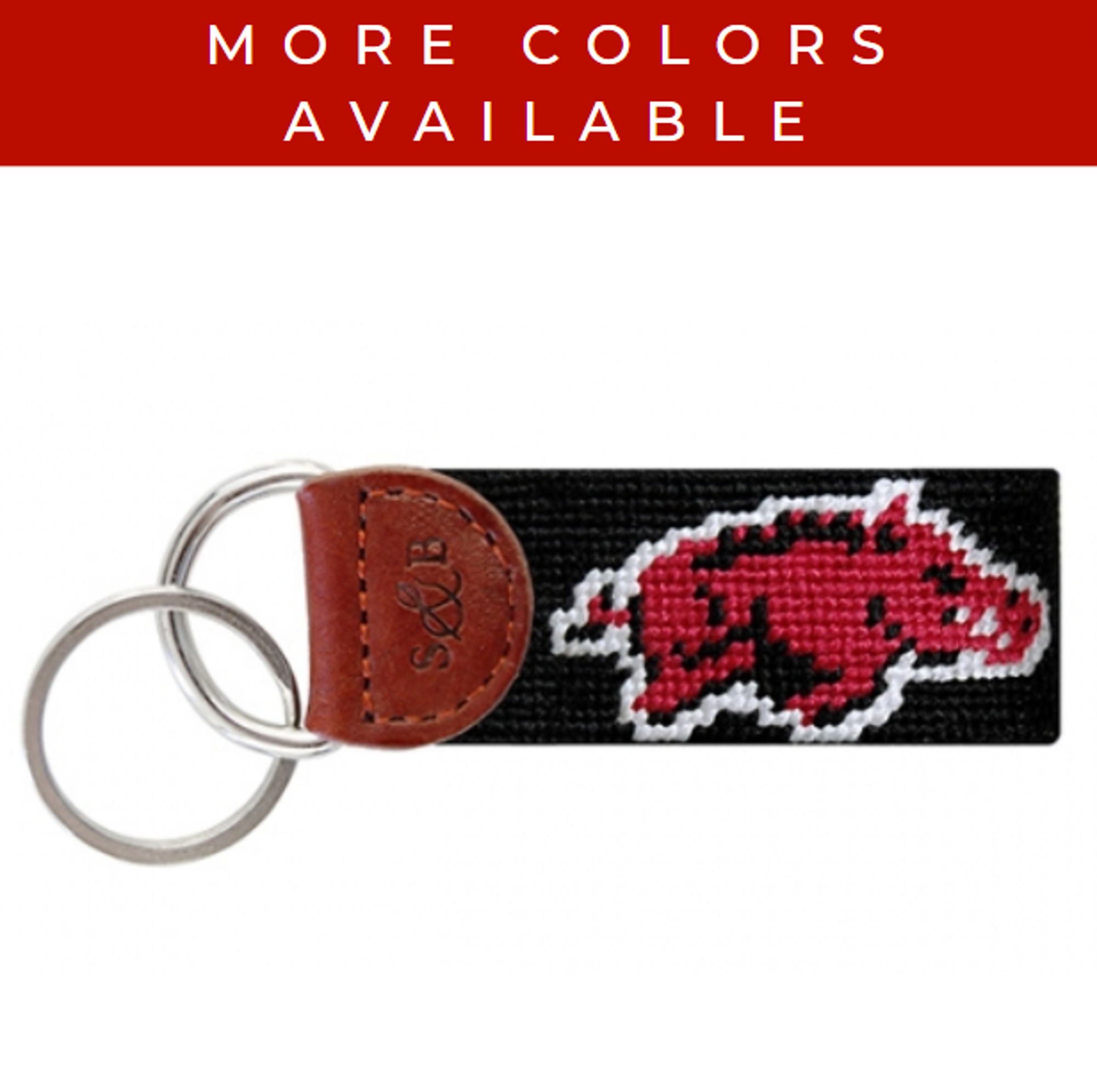 image of: Arkansas Razorbacks Smathers and Branson Running Hog Needlepoint Keychain Fob