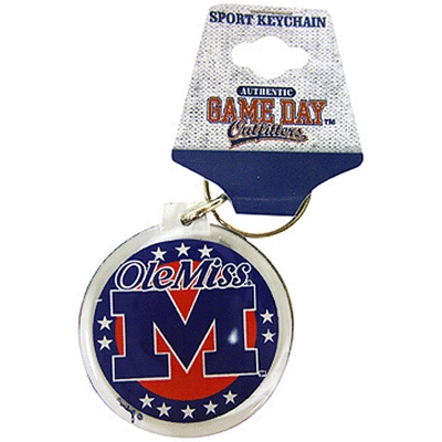 image of: Ole Miss M Lucite Round Keychain