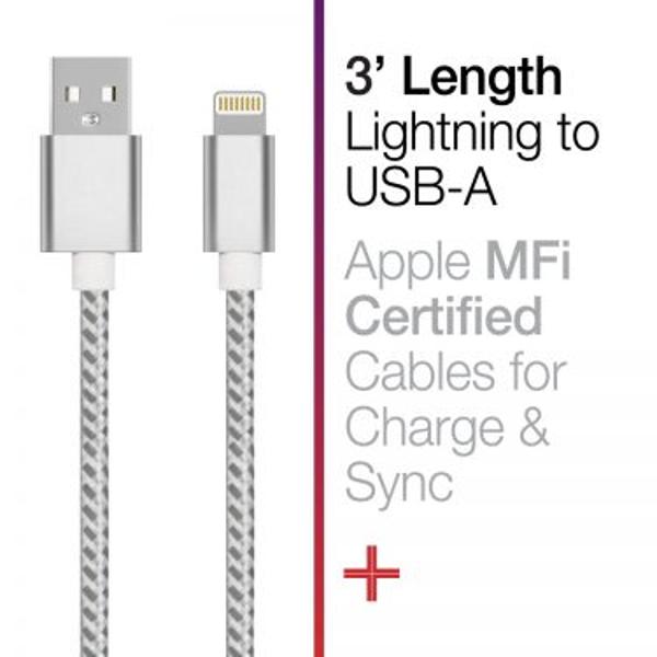 3' Nylon Braided Lightning Compatible Cable; $9.99