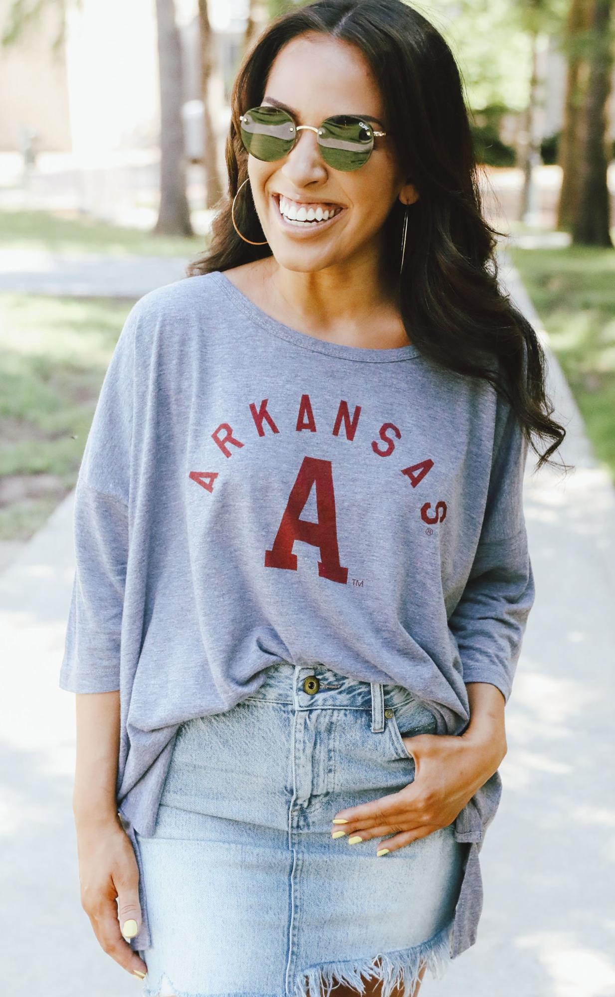 image of: Arkansas Razorbacks Charlie Southern Women's Arch "Arkansas" Tunic - Grey