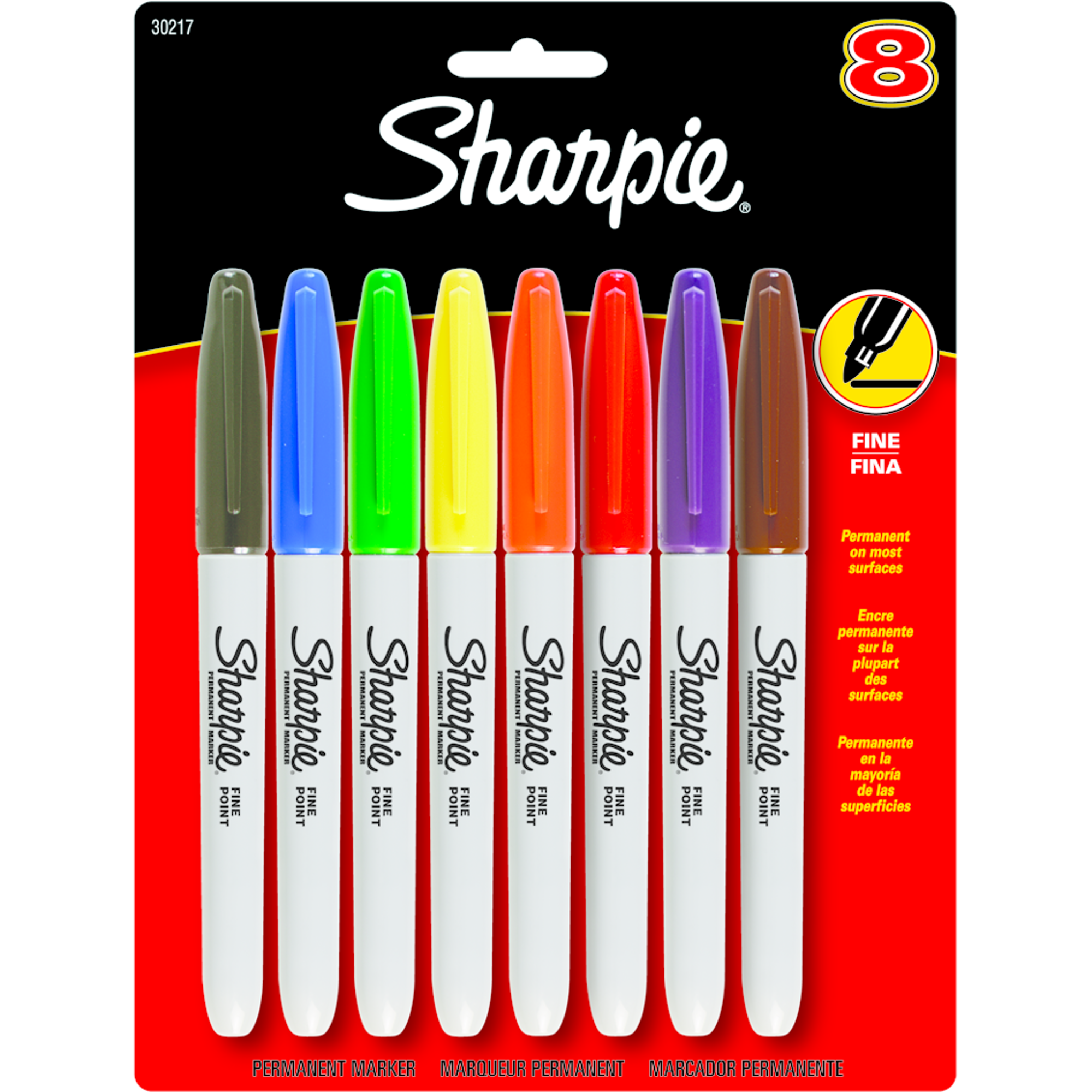 image of: Sharpie Permanent Marker - Asst Fine 8Pk BP