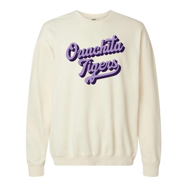 Ouachita Tigers Stacked Shadowed Script Crew Neck Sweatshirt; $69.99