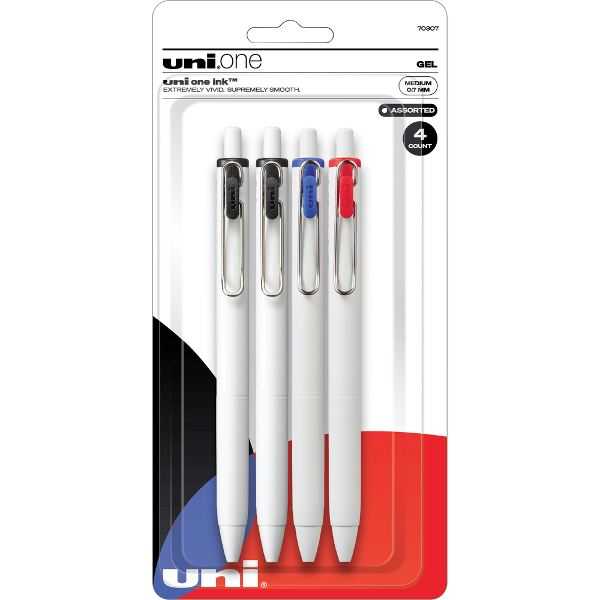 uni-ball one Gel Pen - Asst 0.7mm 4Pk BP Business; $11.99