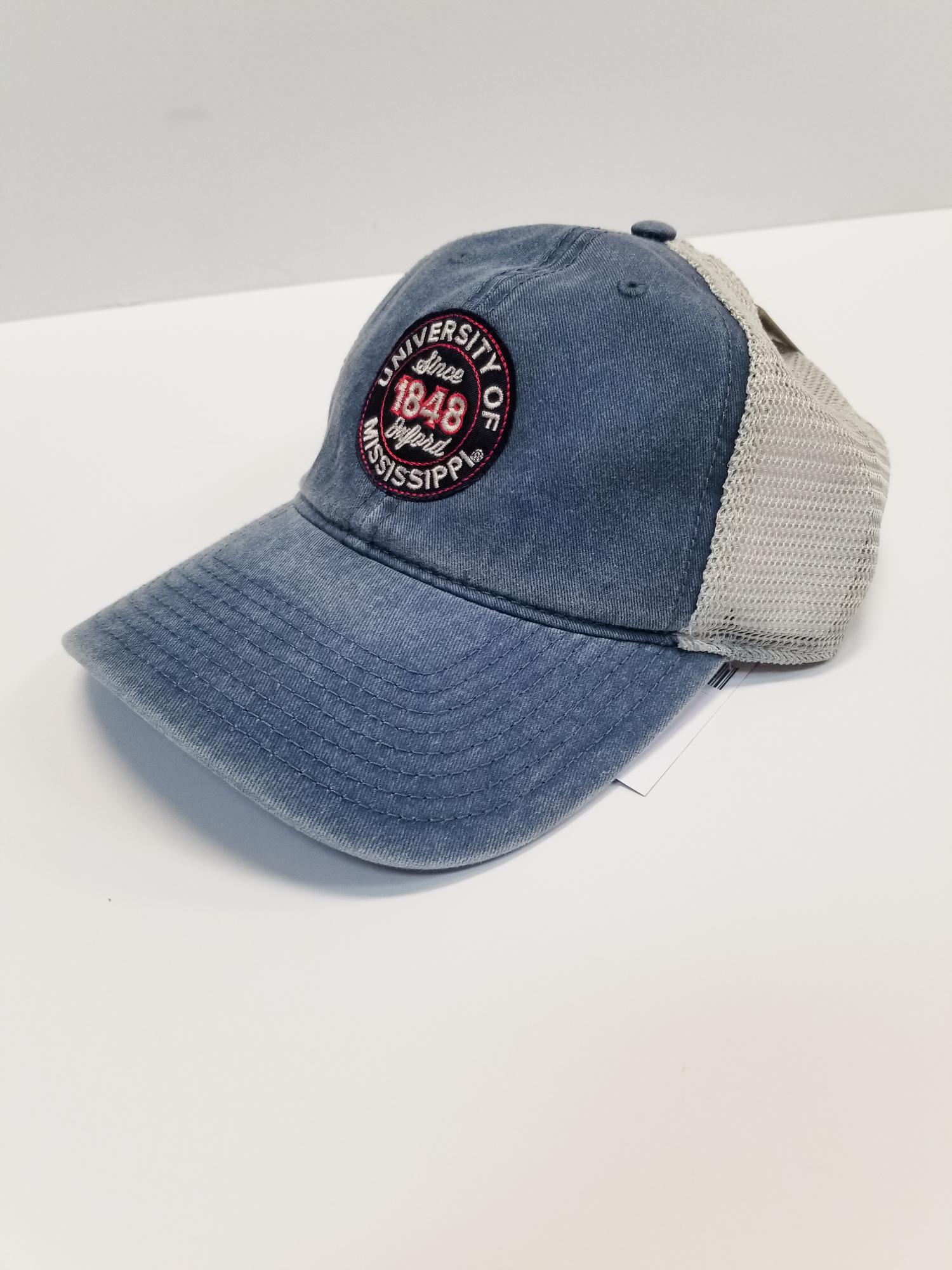 image of: University of Mississippi Round Patch Pigment Dyed Twill Adjustable Trucker Navy