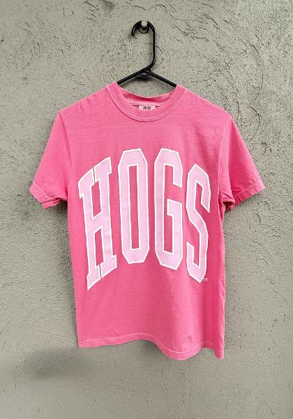 Arkansas Razorbacks Pink Hogs Puff Short Sleeve Tee; $34.00