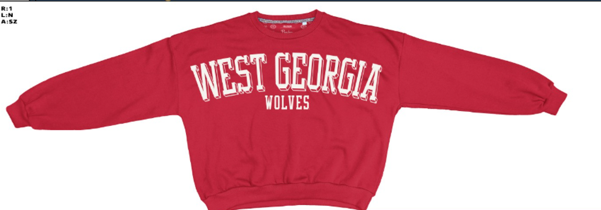 image of: WEST GA WOLVES TEXT "SEMIPRO JANISE" CREWNECK