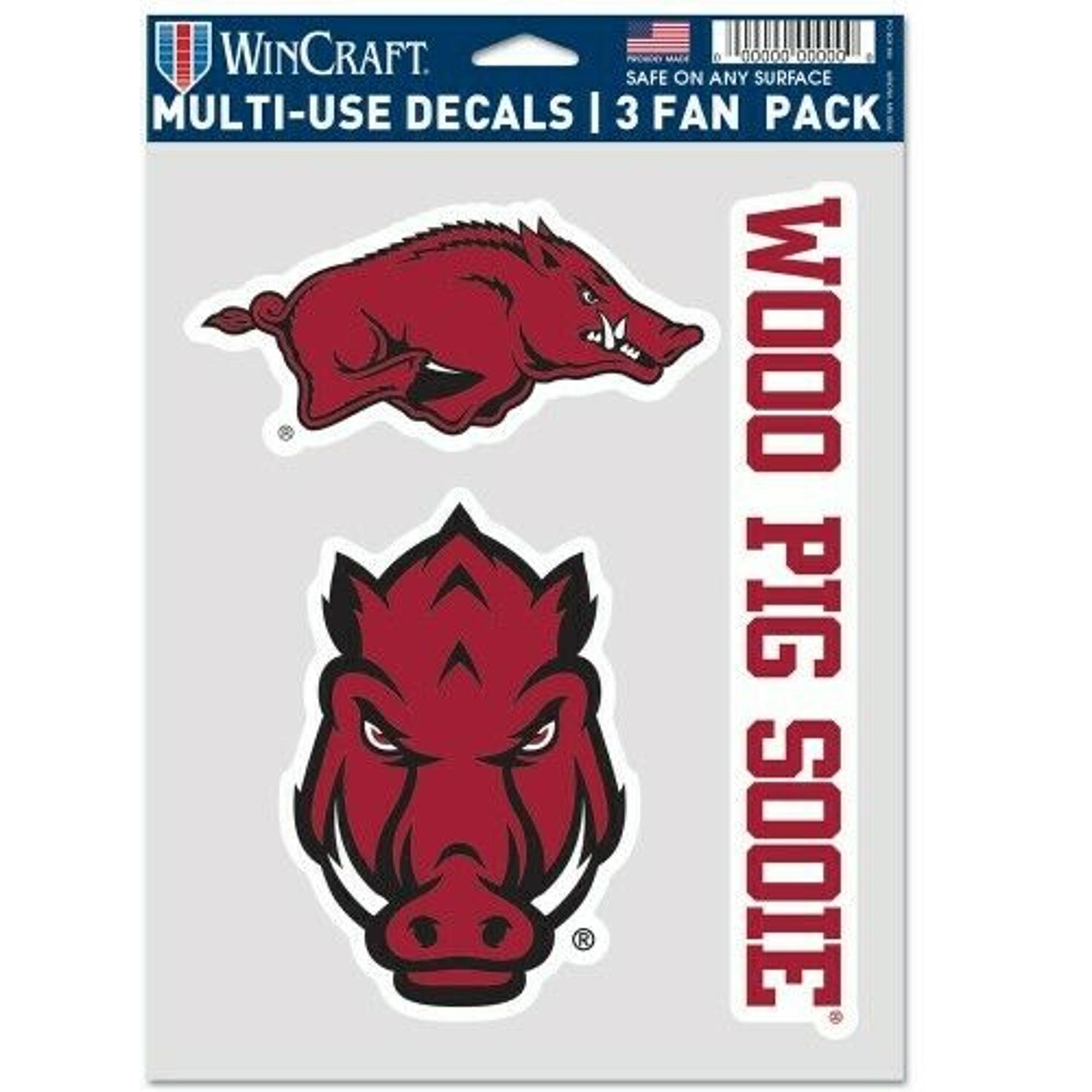 image of: Arkansas Razorbacks Wincraft 3 Pack Multi-Use Decal - Red