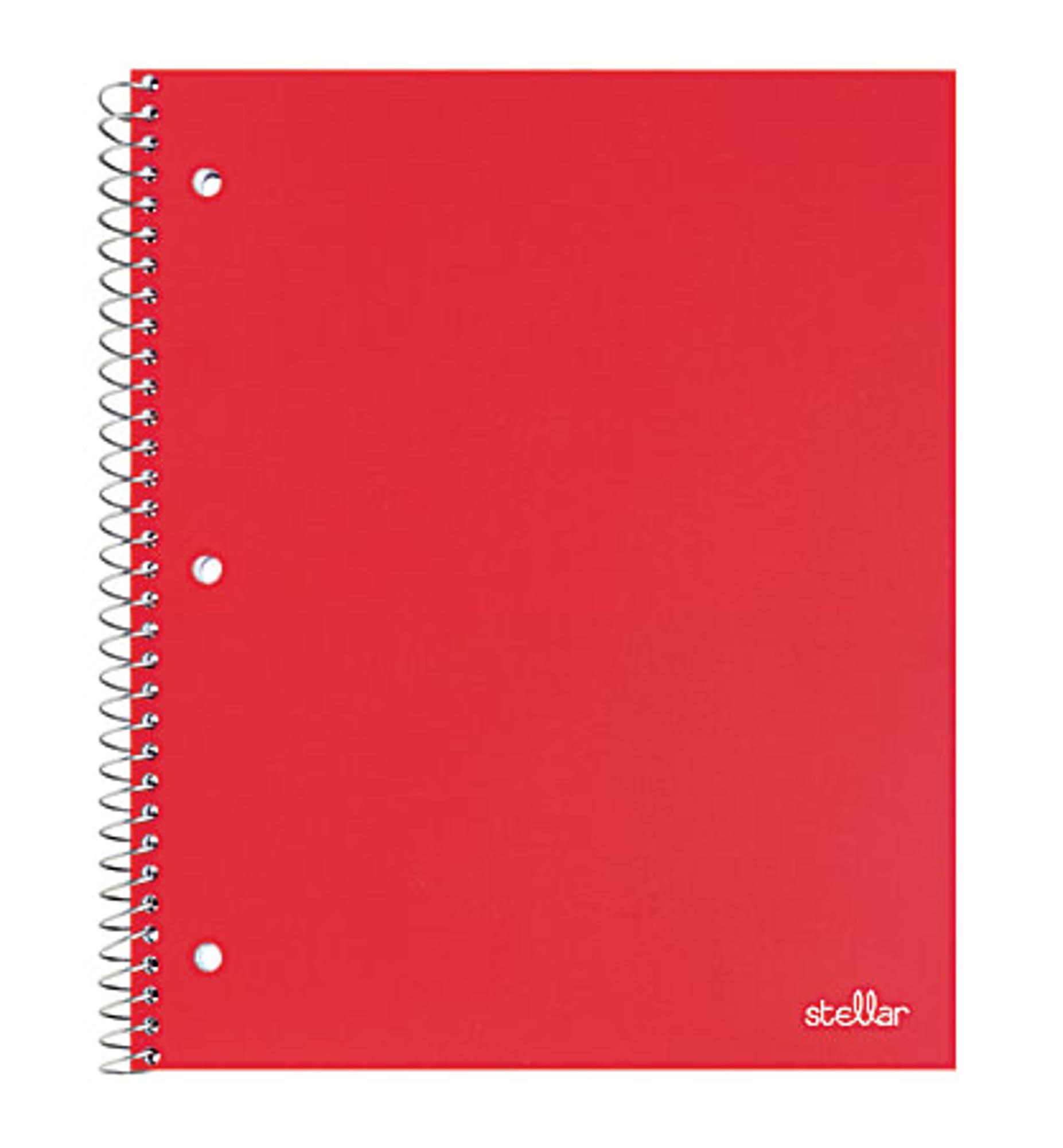 image of: Office Depot® Brand Stellar Poly Notebook, 8 1/2" x 11", 1 Subject, College Ruled, 200 Pages (100 Sheets), Red