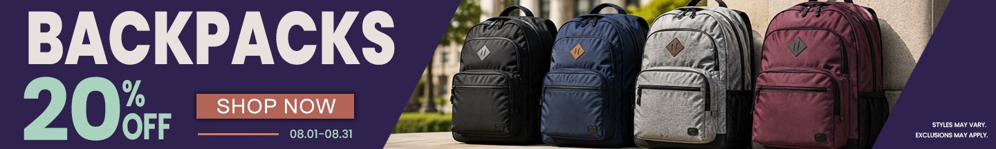Monthly Promotion: Backpacks are 20% off at your Campus Store.