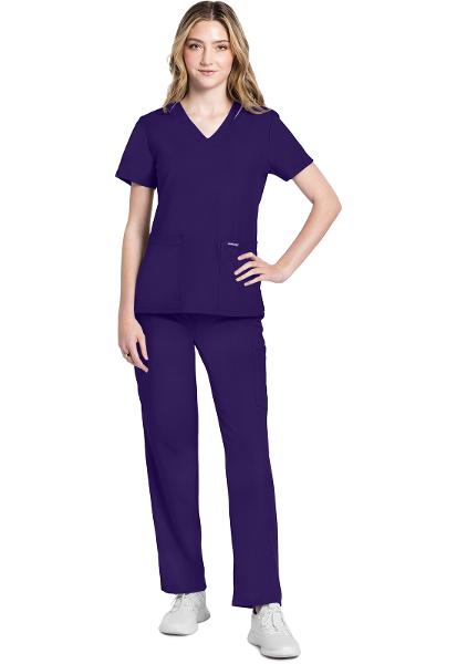 SCRUB TOP V-Neck Grape; $14.99
