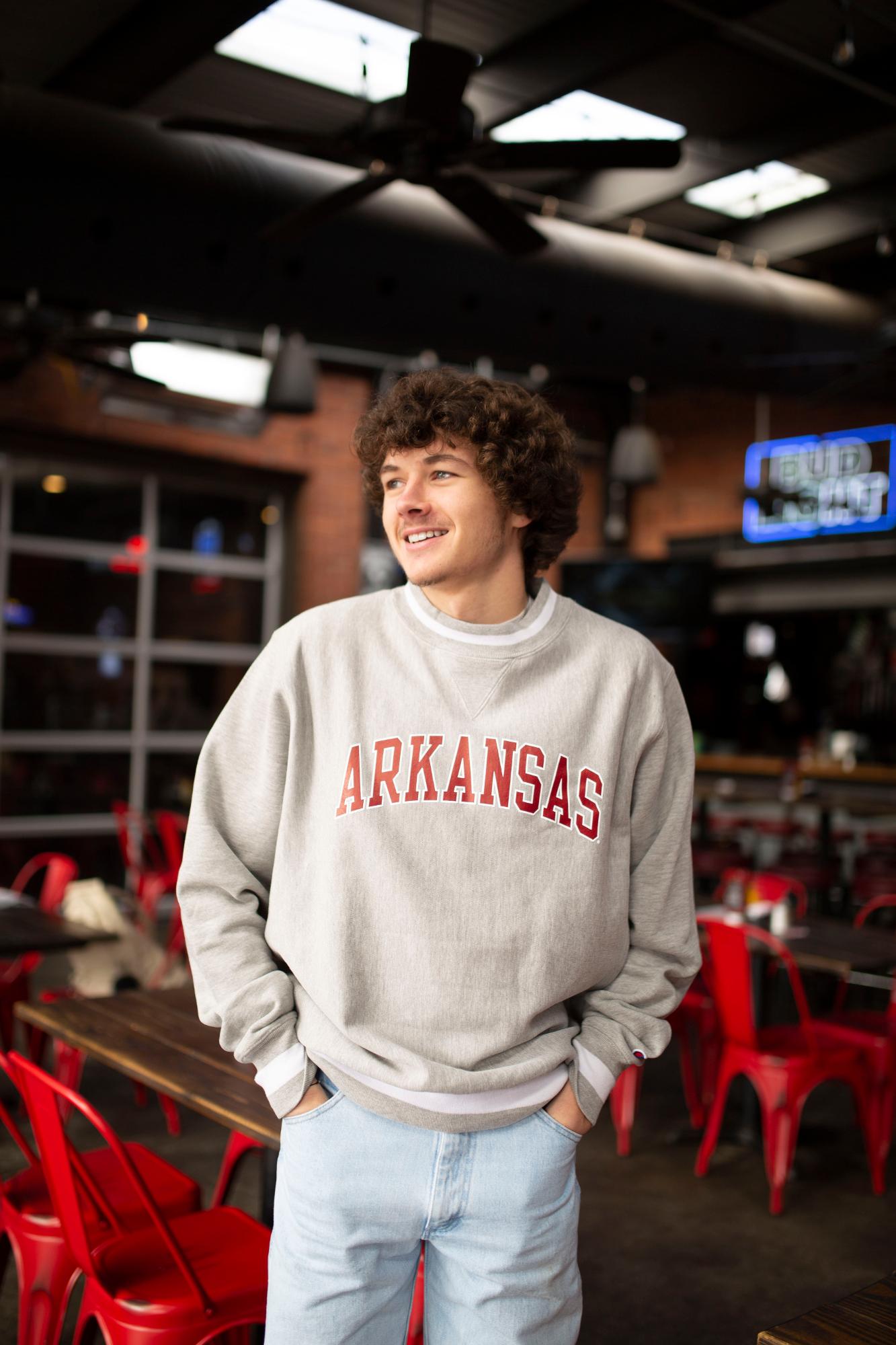 image of: Arkansas Razorbacks Champion Vintage Wash Reverse Weave Crew