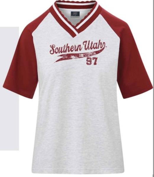 MV SPORTS WOMENS TEAM TEE S/S GRAY/RED SOU 1897; $19.99