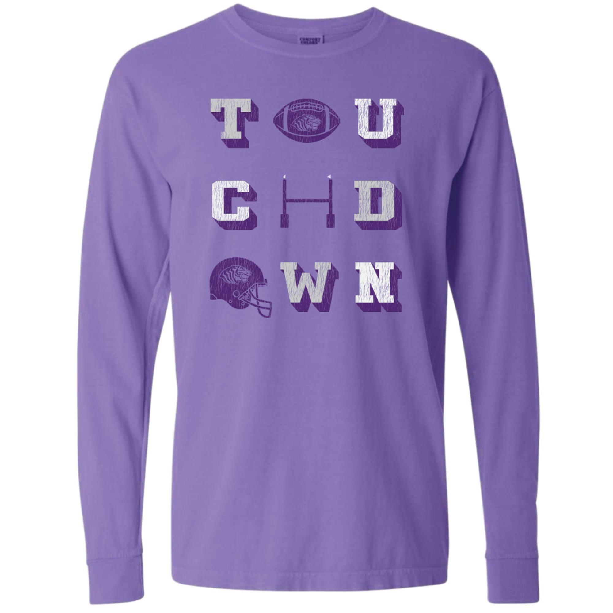 image of: Tigers Touchdown Comfort Colors Long Sleeve Tee