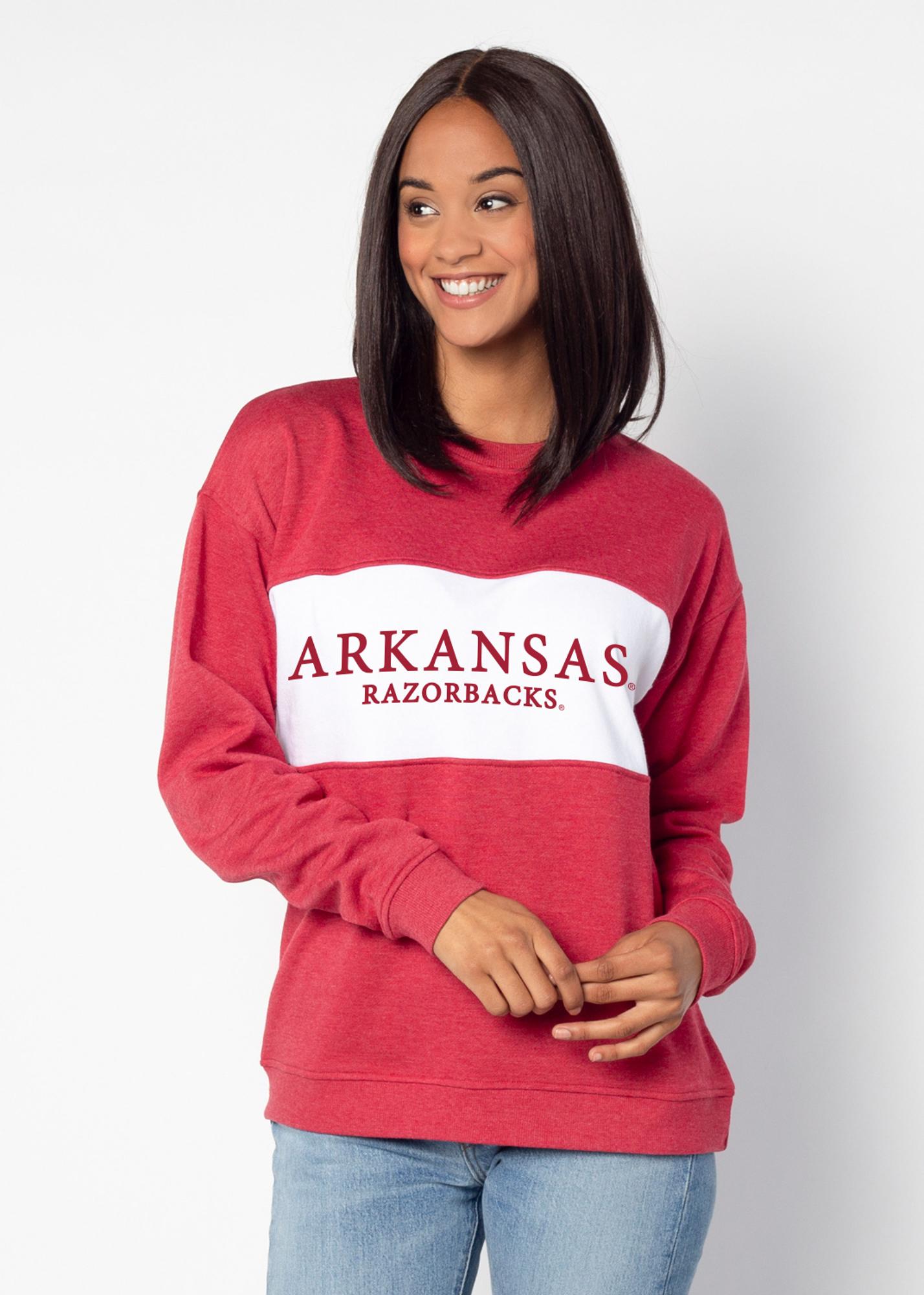 image of: Arkansas Razorbacks Women's Penant Sweatshirt- Crimson