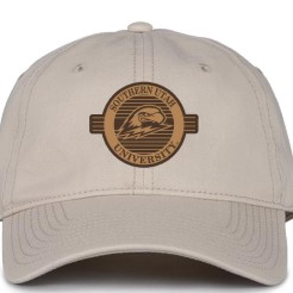 THE GAME HAT TAN  SOU THOR ROUND LEATHER PATCH; $29.99