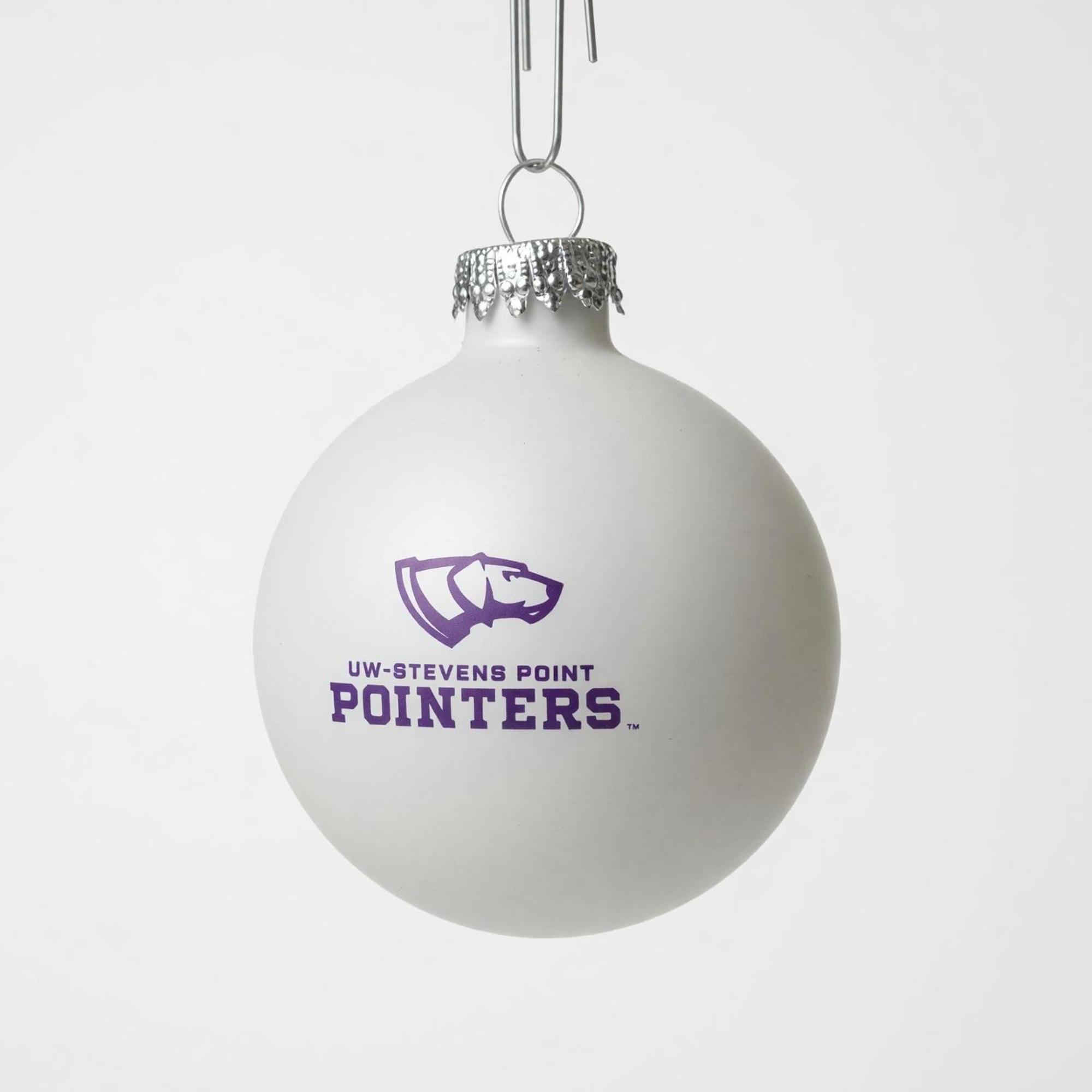 Product image 1 of 2 for University of Wisconsin Stevens Point Glass Ball Ornament, White