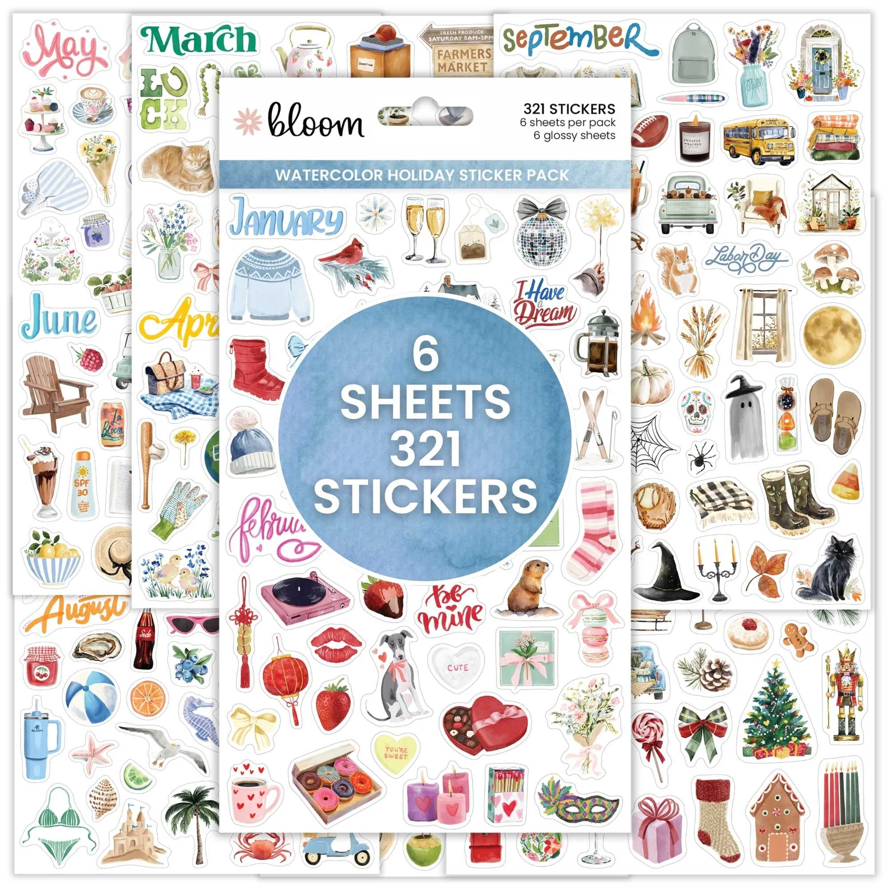 Product image 1 of 1 for STICKERS Bloom Holiday Pack Watercolor