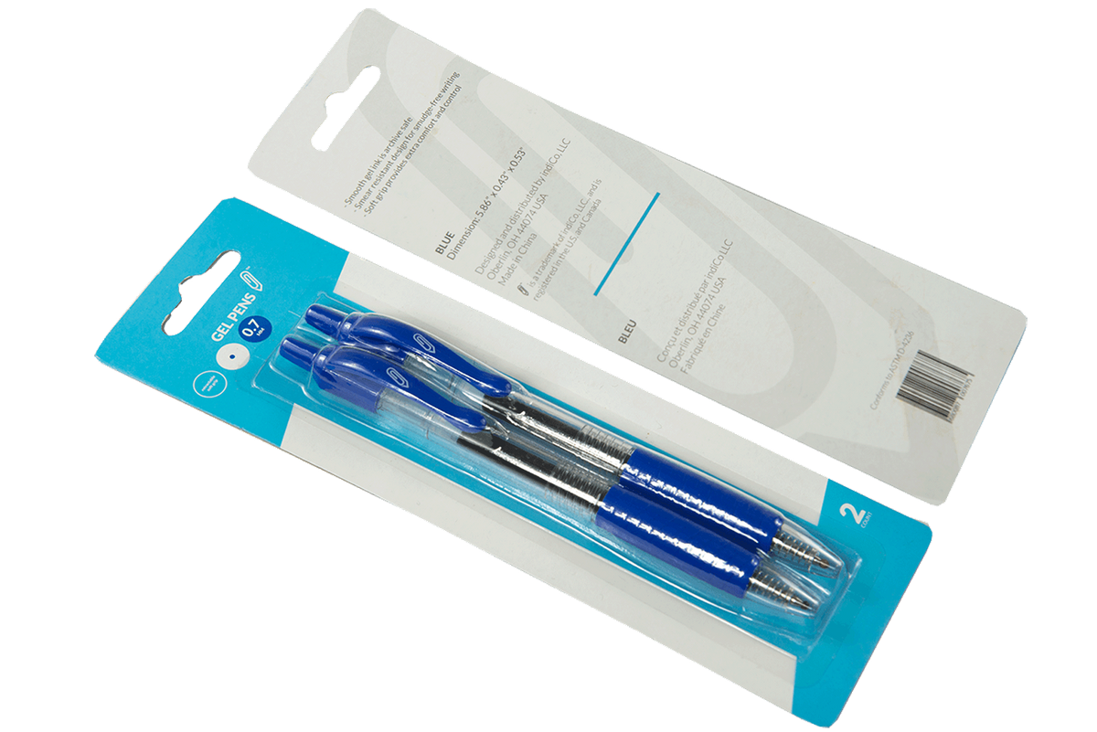 image of: indiCo Blue Retractable Gel Pens 2pk