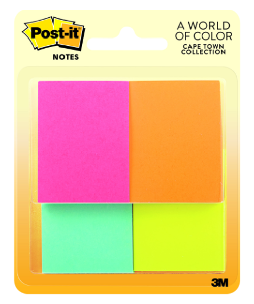 Post-It 1.5in x 2in Sticky Notes, 4 Pack, Cape Town; $4.98