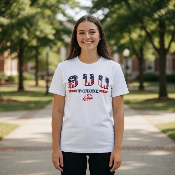 COLOSSEUM SUU RED WHITE AND BLUE TEE; $27.99