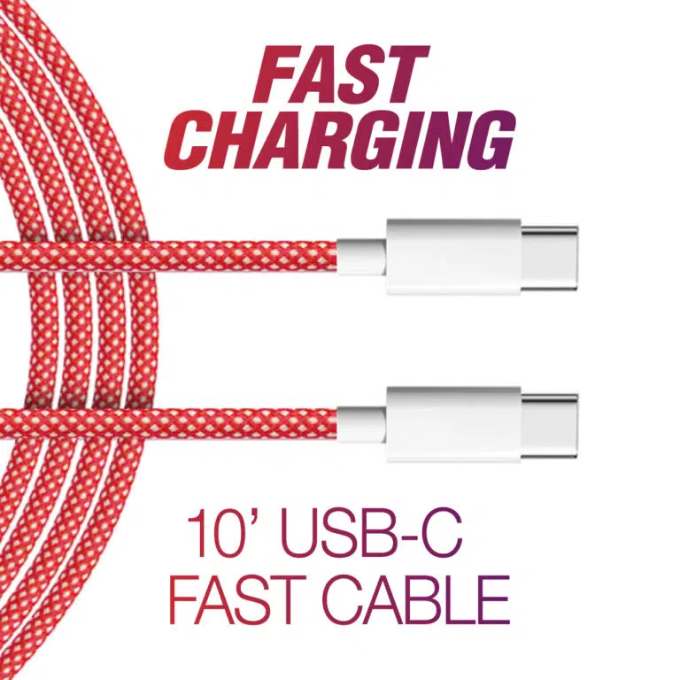 image of: CABLE 10' USB-C TO USB-C FAST RED