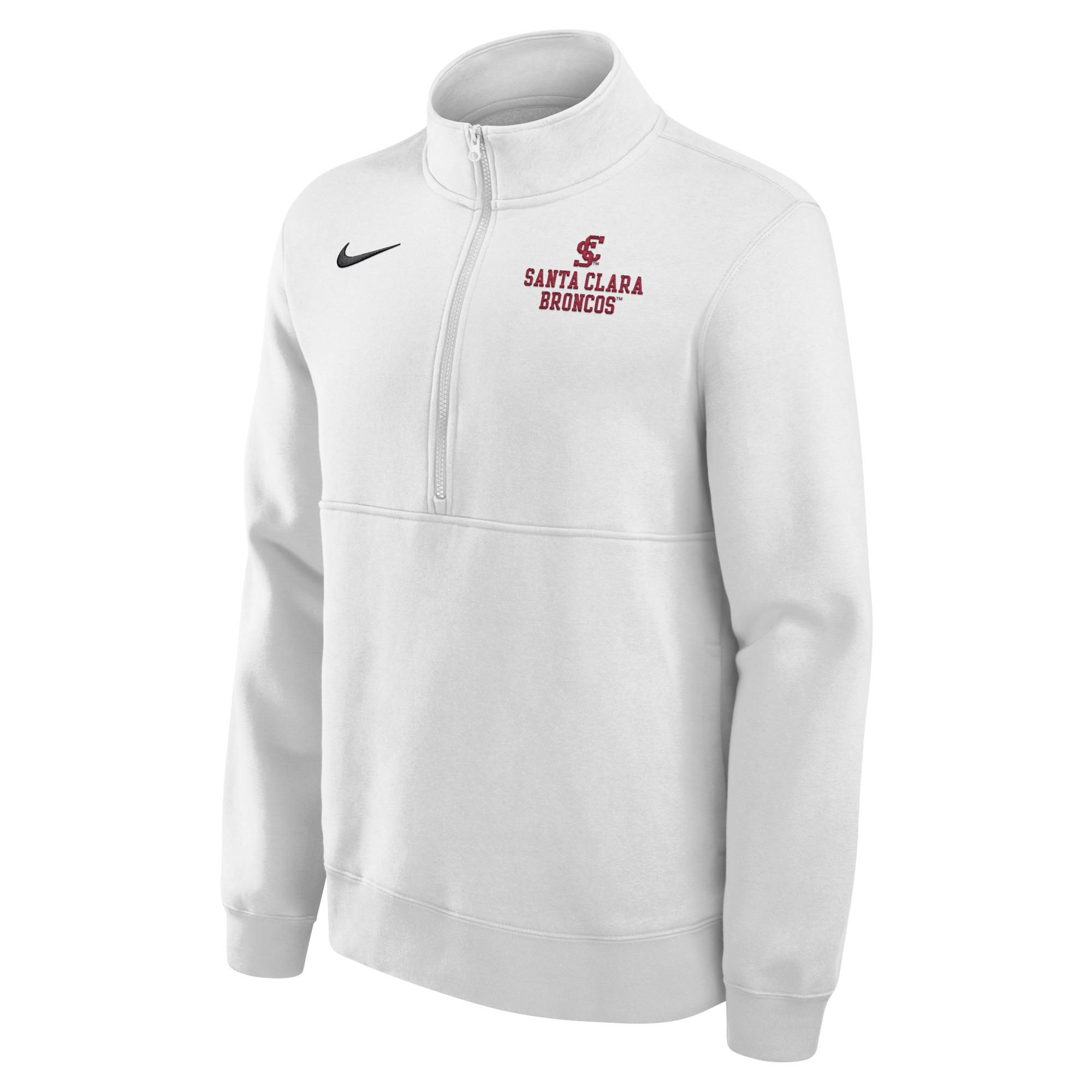 Product image 1 of 1 for Santa Clara Broncos Nike Club Fleece Half-Zip, Left Chest Logo, White
