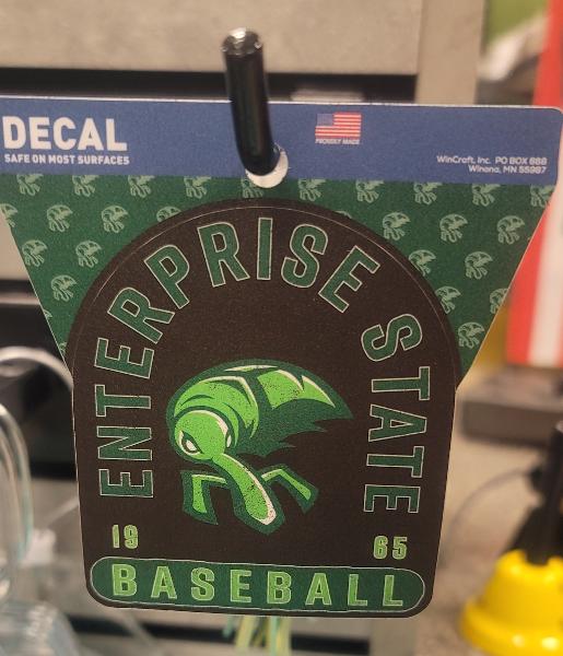 Enterprise State Baseball Clean Cut Decal; $5.99