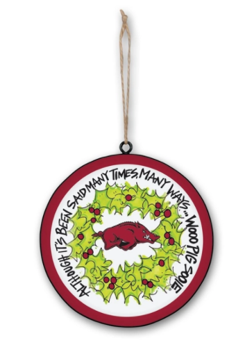Arkansas Razorbacks Magnolia Lane Metal Wreath Ornament; $20.99