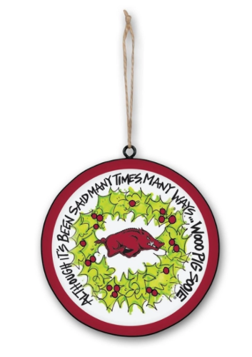 Arkansas Razorbacks Magnolia Lane Metal Wreath Ornament; $19.99