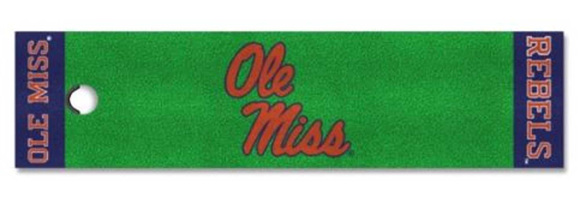 image of: Ole Miss Golf Putting Green Mat 1.5ft x 6ft