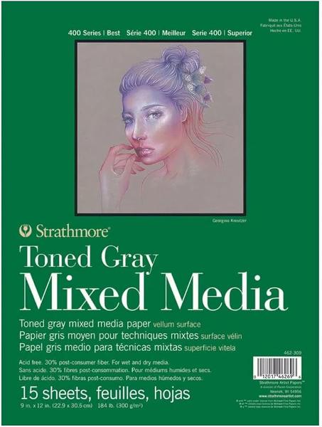Strathmore 400 9in x 12in Mixed Media Paper, Toned Gray, 15 Sheets; $10.78