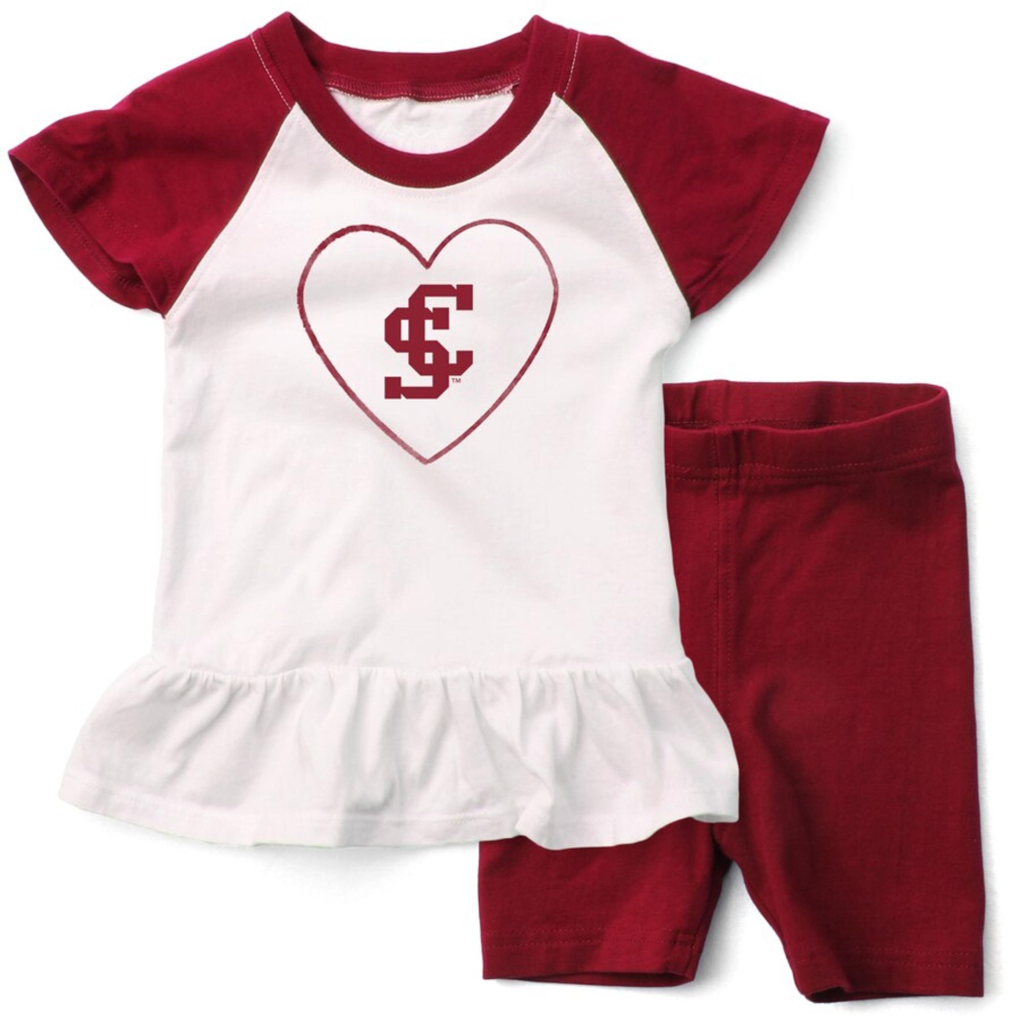 image of: Santa Clara University Infant Short Sleeve Ruffle Top with Shorts, Scarlet