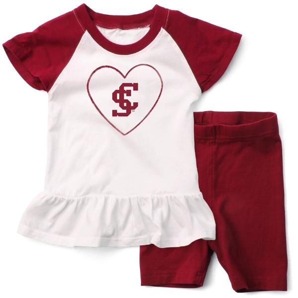 Santa Clara University Infant Short Sleeve Ruffle Top with Shorts, Scarlet; $37.98