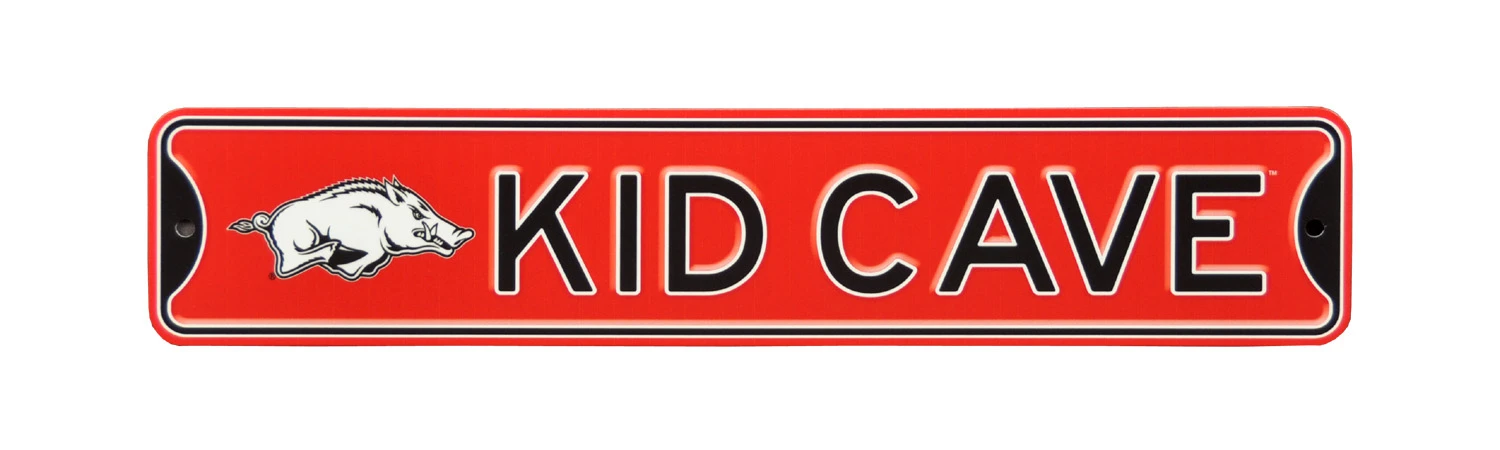 image of: Arkansas Razorbacks "Kid Cave" Metal Street Sign - Red