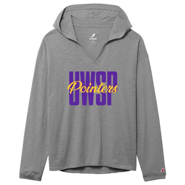 UWSP Pointers Jersey Slub Womens Hood, Stone Gray; $54.98