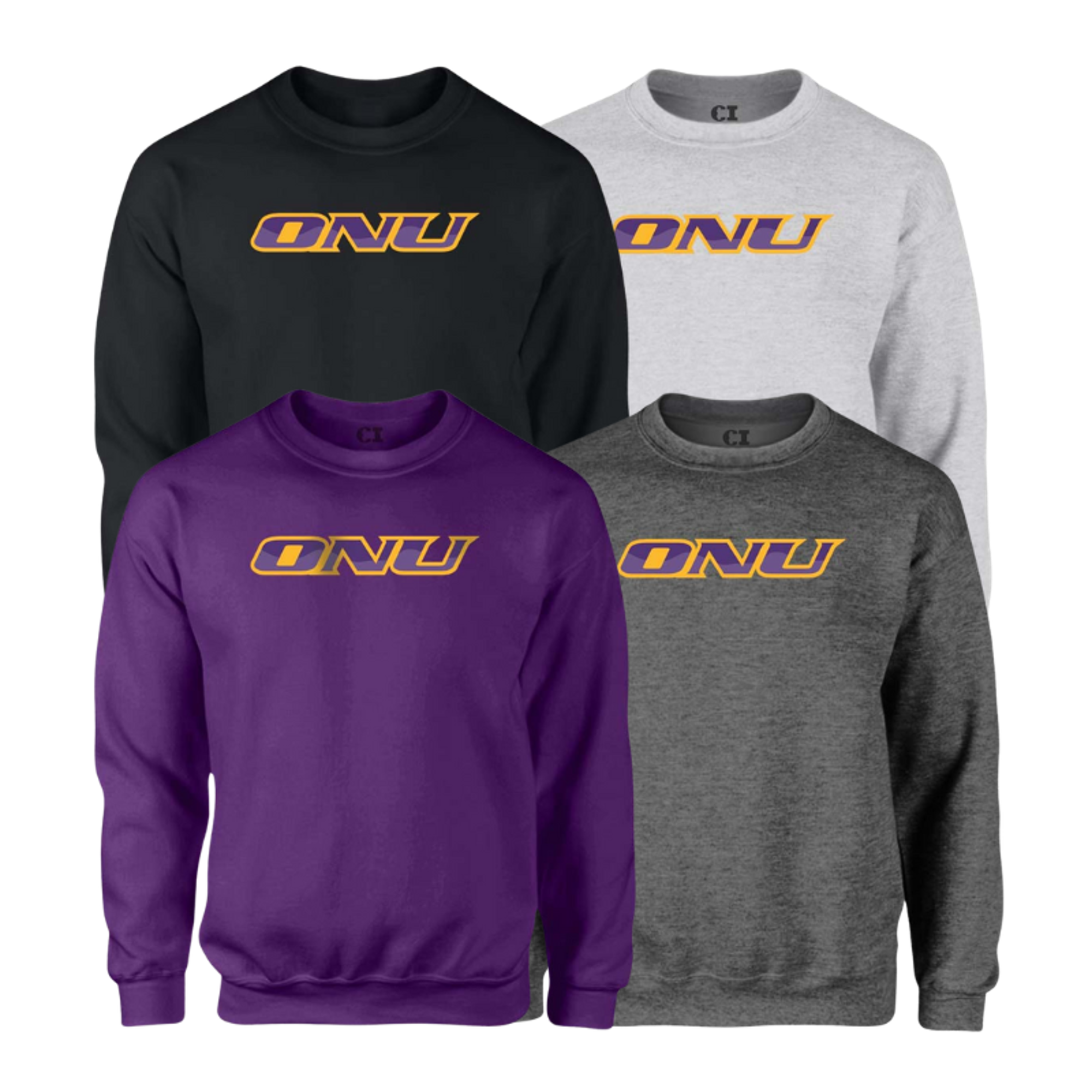 image of: ONU 3-Layer Tee Applique Ebroidered Crew Sweatshirt