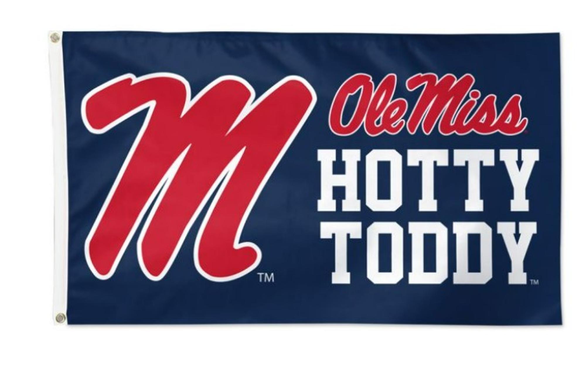 image of: Script M Ole Miss Hotty Toddy Deluxe Flag 3x5