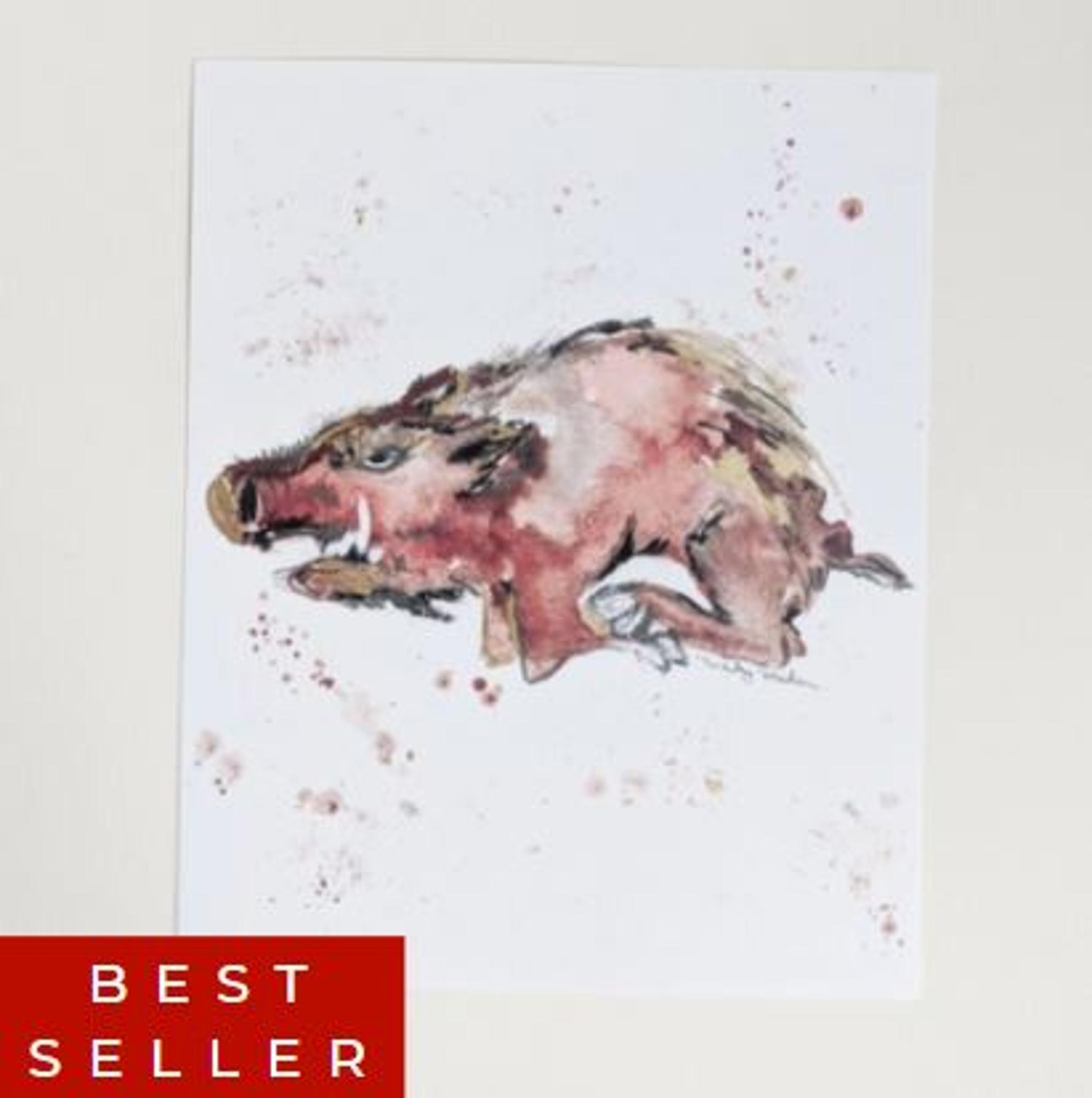 image of: Arkansas Razorbacks Watercolor Running Hog Print - 8" x 10"