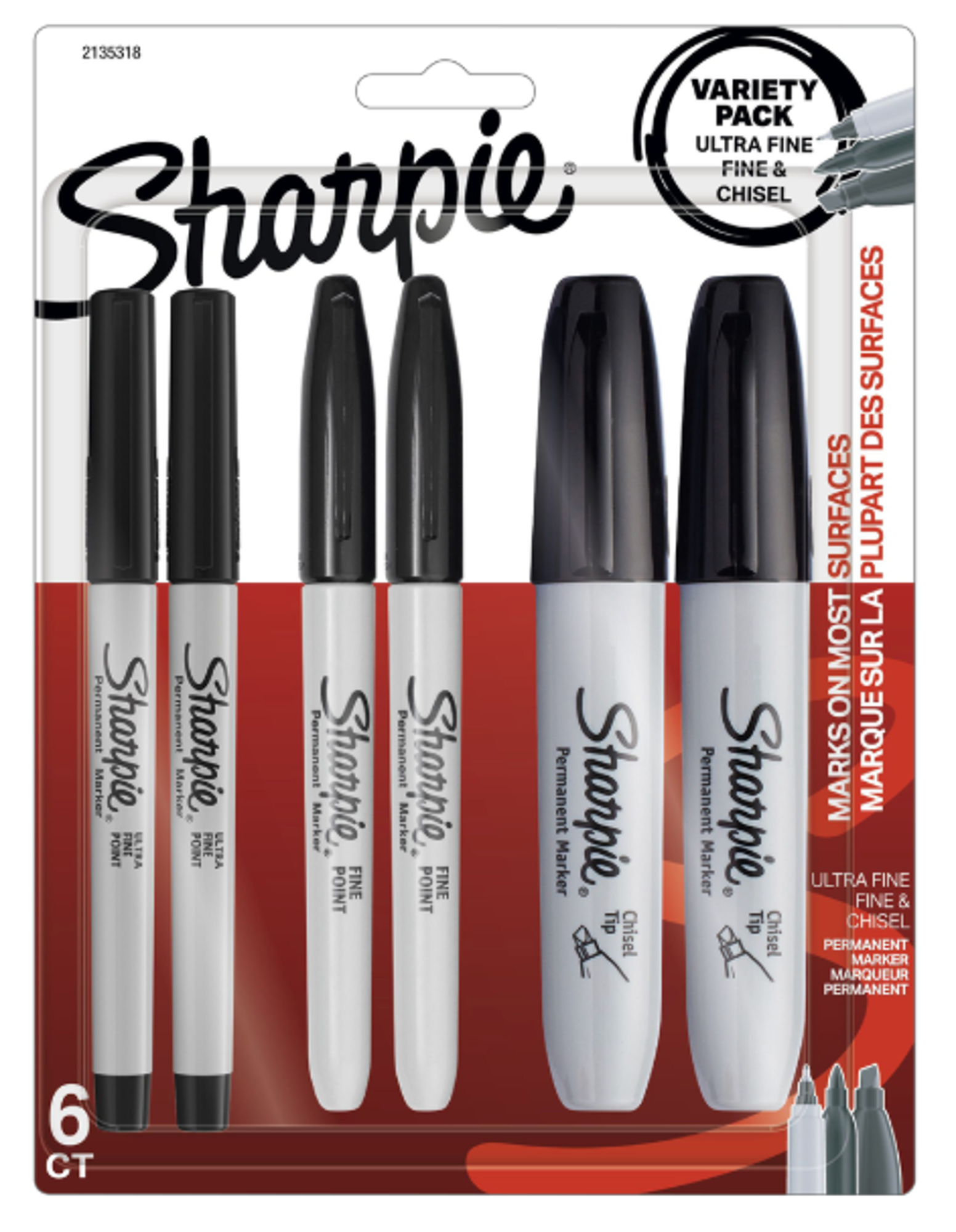 image of: Sharpie Permanent Marker - Black, Asst Sizes
