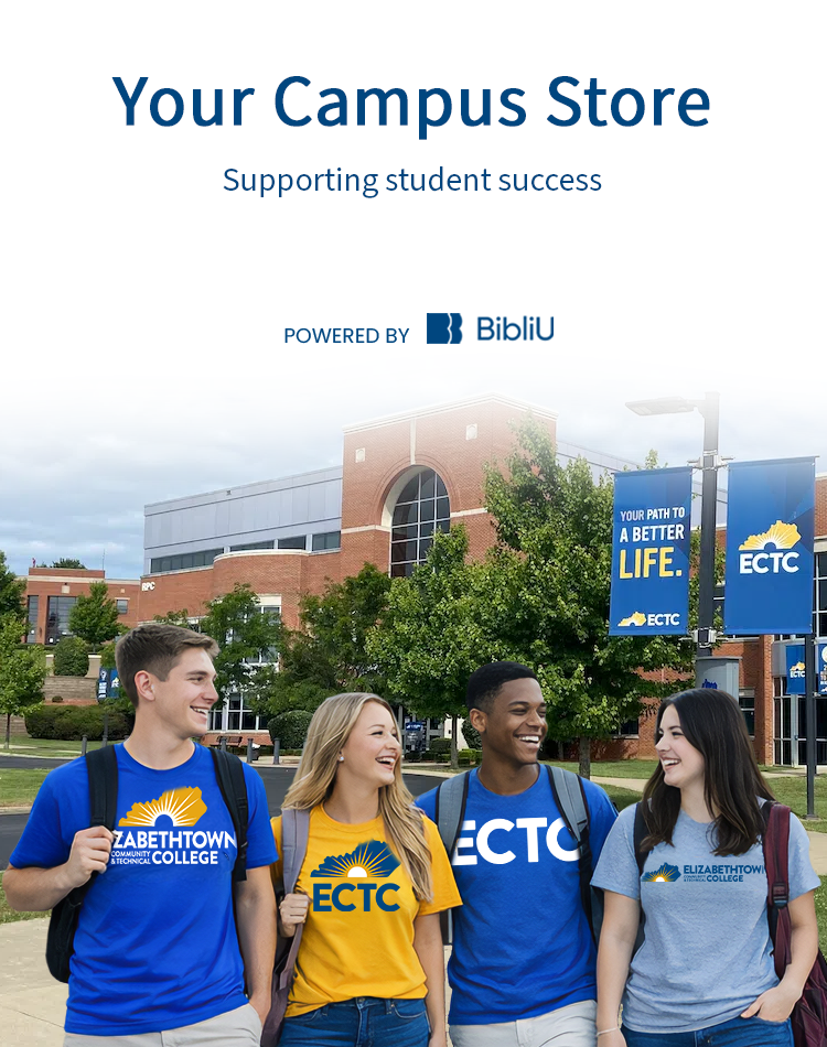 ECTC students on campus with "Your Campus Store" text overlay.