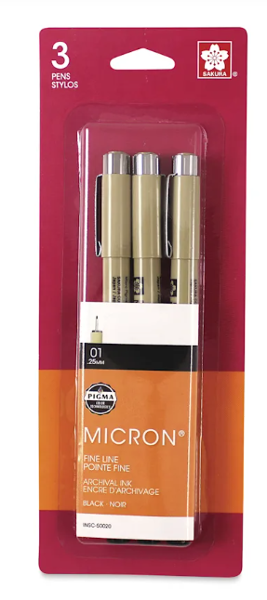Sakura Pigma Micron Pens, Set of 3, Black; $16.98