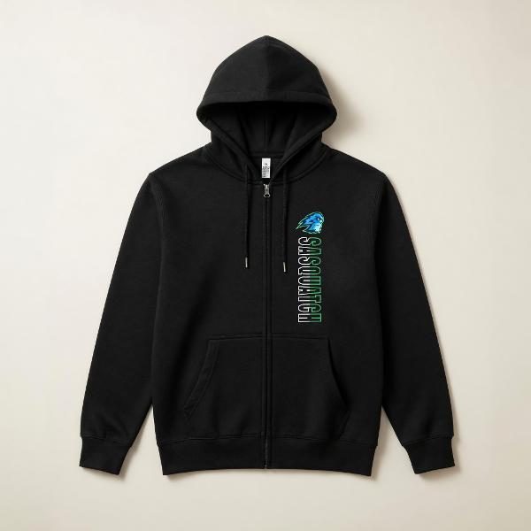 SCC HOODIE F-ZIP Black w/green print; $55.99