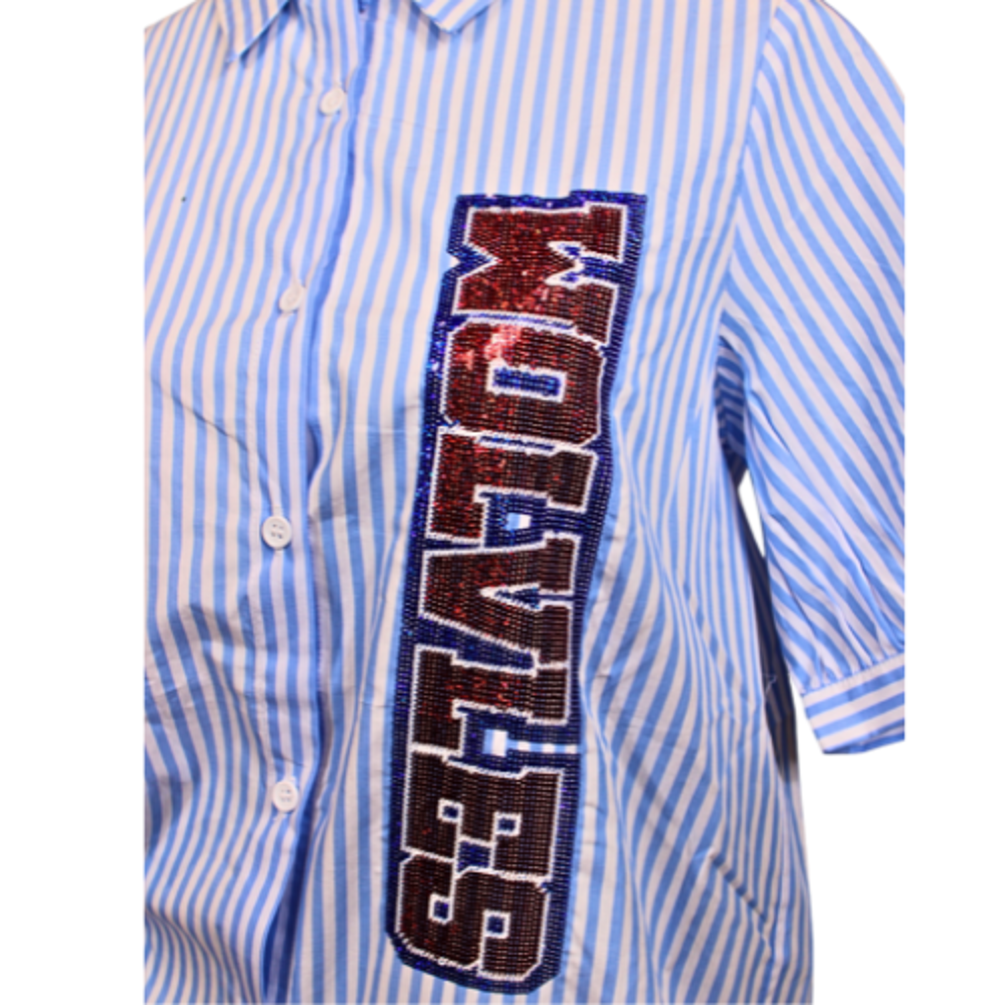 Product image 2 of 2 for BOMB CAP SLEEVE SEQUIN BUTTON DOWN