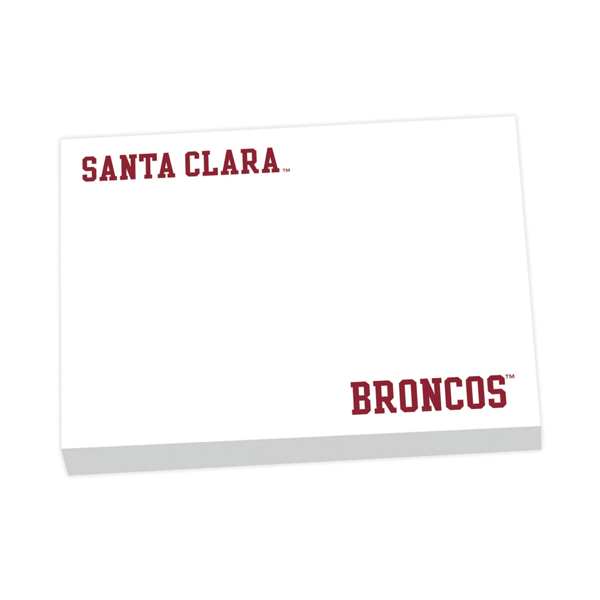 Santa Clara Broncos Logo 4in x 3in Sticky Note Pad, 2 Pack; $4.98