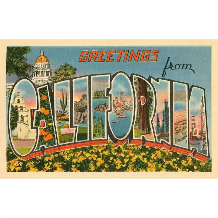 Greetings from California Postcard