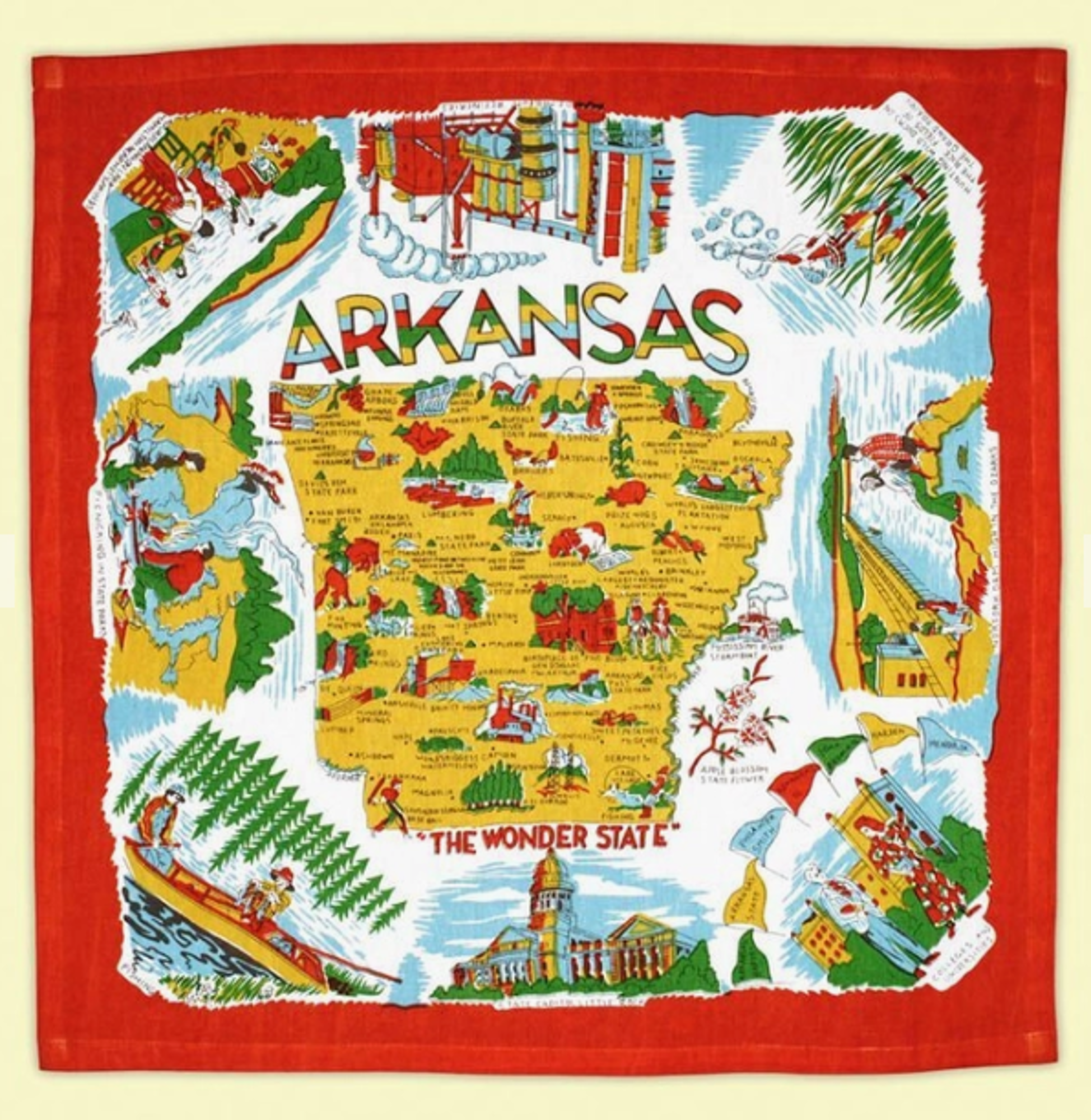 image of: Arkansas Map Retro Flour Sack Kitchen Towel